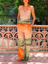 Pantalones anchos y holgados con detalle de lazo y estampado étnico único